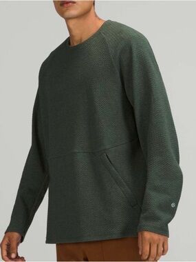 Lululemon At Ease Crew Heathered Rainforest Green / Black Size M